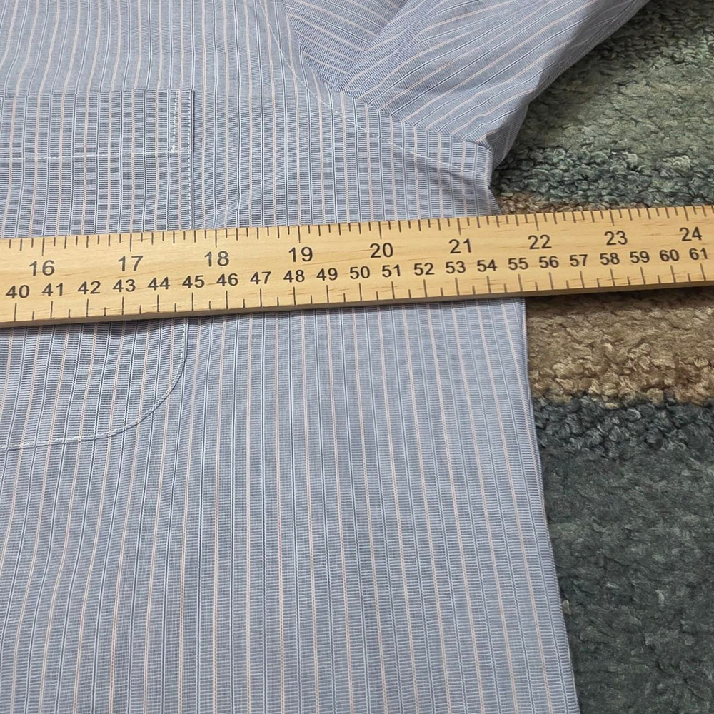 Brooks Brothers Milano Dress Shirt 16-34 Blue Stripe Non-Iron Supima Cotton - Picture 5 of 6